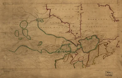 Et kort over Canada og den nordlige del af Louisiana med de tilstødende lande. LOC 73695757
