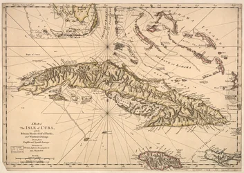 Et kort over øen Cuba med Bahamaøerne, Floridabugten og Windward Passage - tegnet ud fra engelske og spanske opmålinger. LOC 73697703