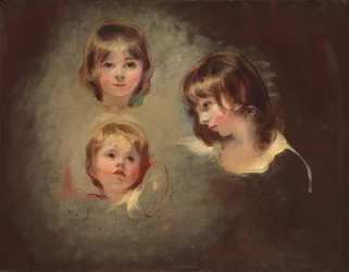 Hovedstudier af Emilia Mary, Juliana og Maria Boucherett (olie på lærred)
