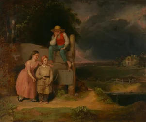 Børn i en storm, ca. 1830.