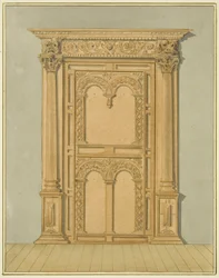 Carved Oak Doorway, 6 Redcliffe Street (akvarel på papir)