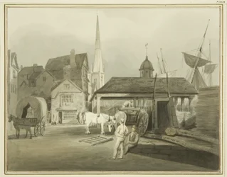 North-East End of King Street, der viser Welsh Market i 1802 (akvarel på papir)
