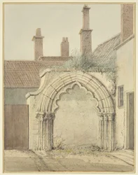 Old Gateway to Prebendal House fra Cloisters of Bristol Cathedral (akvarel på papir)