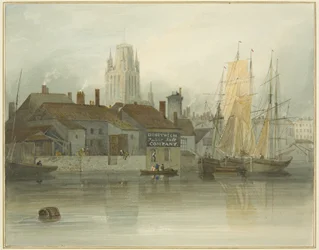 Redcliffe Tower og tilbage fra Ferry Slip, Queen Square, 1826