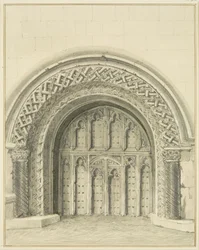 Mindre buet gateway, der støder op til Deanery of Bristol Cathedral (blyant og akvarel på papir)