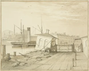 Indsynkning af Toll House, på Prince Street Bridge, 1828