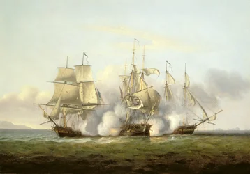 HMS Gore i kamp med de franske brigger 