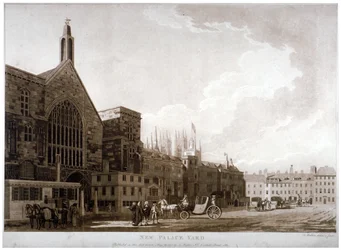 New Palace Yard og indgangen til Westminster Hall, London, 1782.