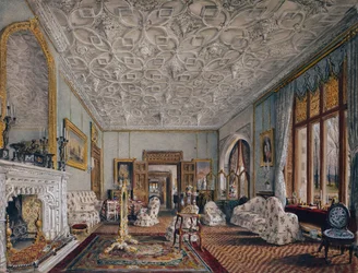 Tegnestue i gotisk stil, ca. 1850 (akvarel)