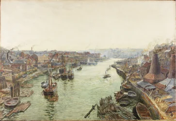 Sunderland, Holmes Wharf (akvarel (forhøjet med hvid) og ridser ud på papir)