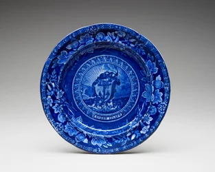 plade, c. 1826-1835 (blyglaseret lertøj med transfertryk)