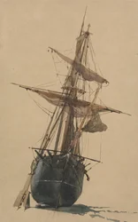Strandet fiskefartøj