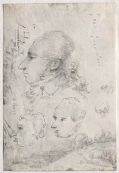 Studier af hoveder (verso)