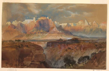 Tegning, klipperne ved Rio Virgin, det sydlige Utah, 1873