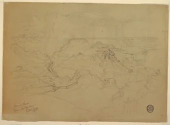 Tegning, Grand Canyon i regnvejr, 1873