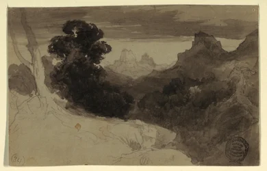 Tegning, Udsigt over Tetons, Wyoming, 1874