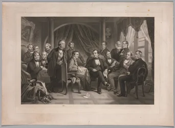 Washington Irving og hans litterære venner i Sunnyside, 1864.