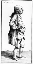 Karikatur af Francis Harwood, ca.1770