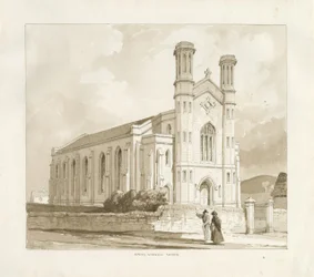 (Øvre) Gornal Kirke: sepia vask tegning