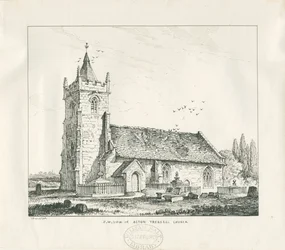 Acton Trussell Church: pen and ink drawing, 1838dani