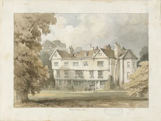 Broughton Hall: vandfarvemaleri, nd [?1838] (maleri)