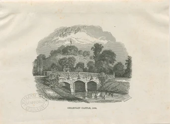 Chartley Castle [Hall]: træsnitsgravering (vignetteret)
