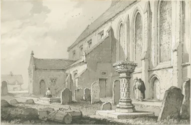 Colwich Church: sepia tegning