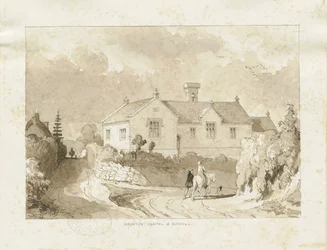 Croxden - Kapel og skole: sepia vask tegning, nd [1817-1845] (tegning)