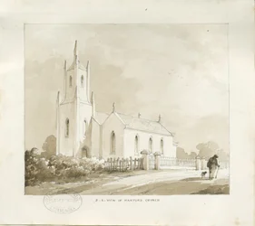 Hanford Church: blyant- og vasketegning, nd [?1838] (tegning)