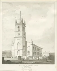 Hanley Church: sepia tegning, nd [?1838] (tegning)