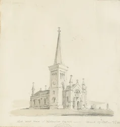 Hilderstone Church: blyant- og vasketegning