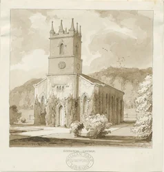 Kidsgrove Church: sepia tegning