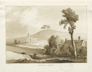 Moreton Chapel: sepia vask tegning, 1838