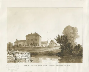 Norbury Manor: sepia vask tegning, 1838