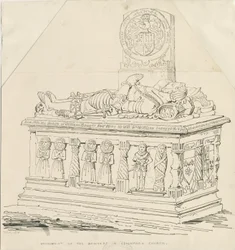 Seighford Church - Tomb of William and Mercy Bowyer: pen- og blæktegning