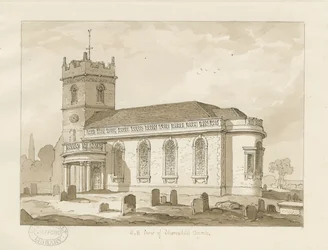 Shareshill Church: sepia tegning, 1837