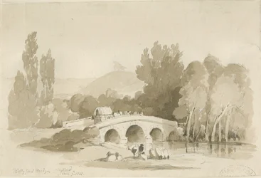 Stafford - Hollyford Bridge, Milford: sepia-tegning, 7. juni 1838 (tegning)