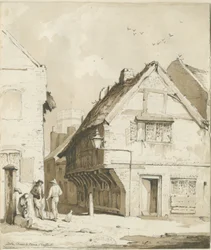Stafford - Little Church Lane: sepia-tegning, nd [c 1837]