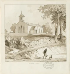 Stafford - Whitgreave Chapel: sepia tegning, nd [c 1838] (tegning)