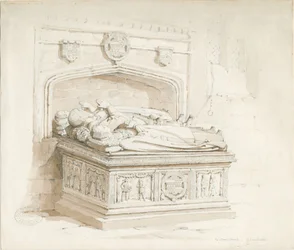 Stowe Church - Bordgrav [af Sir Walter Devereux]: sepia-tegning