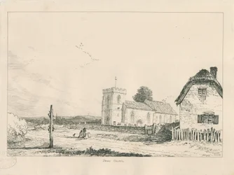 Stowe Church: pen- og blæktegning