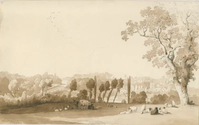 Tettenhall - Distant View from South East: pencil and wash drawing, 30 Aug 1837dani