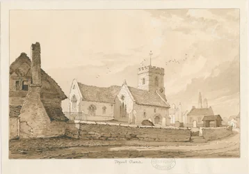Trysull Kirke: pen og sepia tegning
