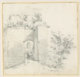Tutbury Castle - Entrance Gateway: blyantstegning, nd [?1800-tallet] (tegning)