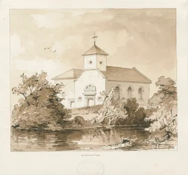 Wigginton Church: sepia vask tegning, 1841