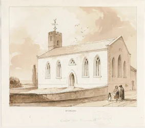 Wilnecote Kirke: sepia vask tegning
