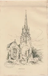 Wombourne Church: zinkograf og [midten af det 19. århundrede] (tegning)