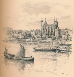Tower of London fra Tower Bridge., 1902