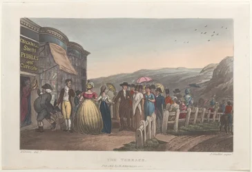 The Terrace, fra Poetical Sketches of Scarborough, 1813., 1813. Skabere: Thomas Rowlandson, Joseph Constantine Stadler, J. Bluck.