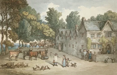 A Farmhouse at Hengar, Cornwall, 1803 (wc, pen og blæk på papir)
